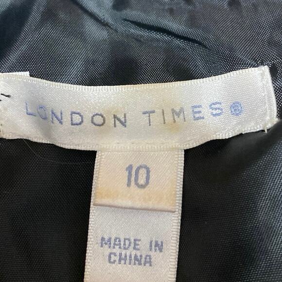 London Times Blue Silk Satin Sleeveless Ruffle Pleated Mini Fit & Flare Dress 10 - Picture 4 of 5